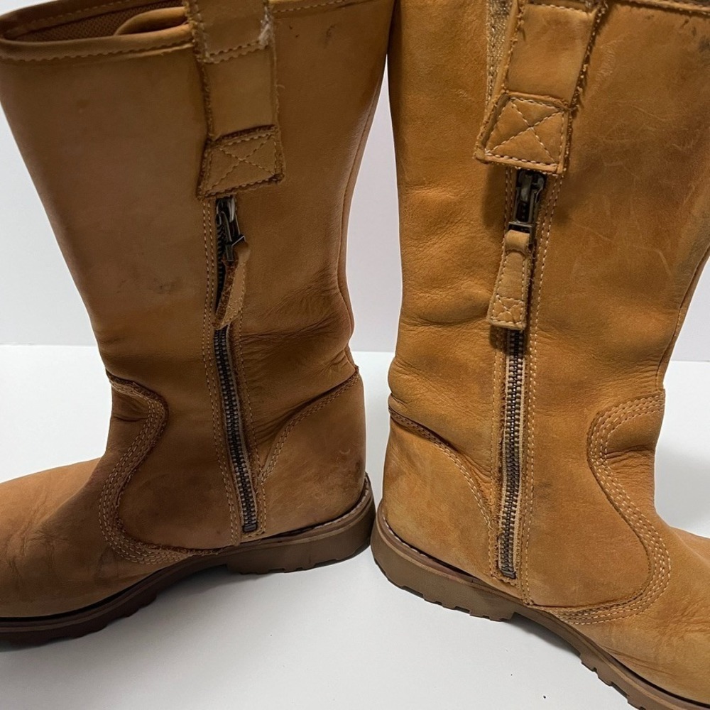 Timberland Girls US 2.5 EU 34.5 Leather Riding/Biker/Combat Boots Zipper Buckle - Picture 5 of 10